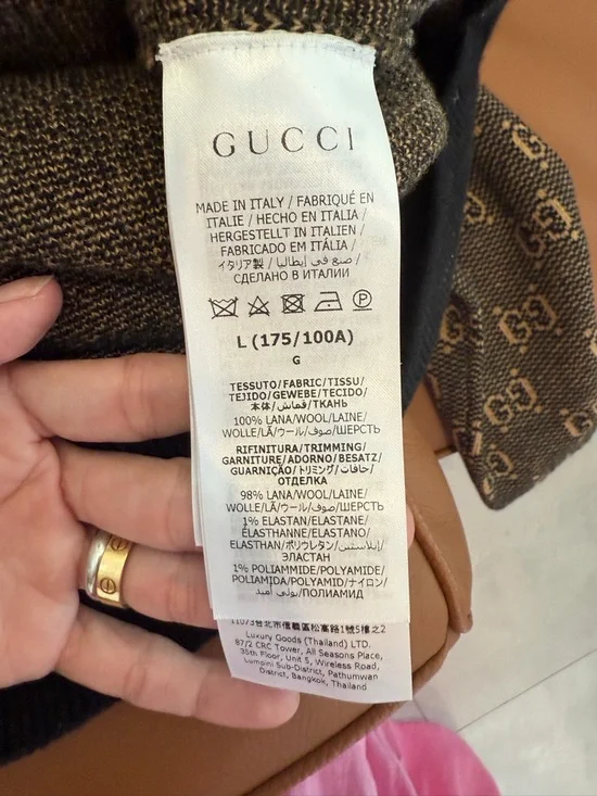 NWOT Gucci Brown and Tan GG Wool Blend Scarf - Picture 4 of 4